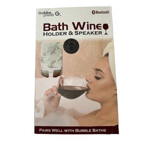 Gabba Goods Bath Wine Holder & Speaker Bluetooth White NEW